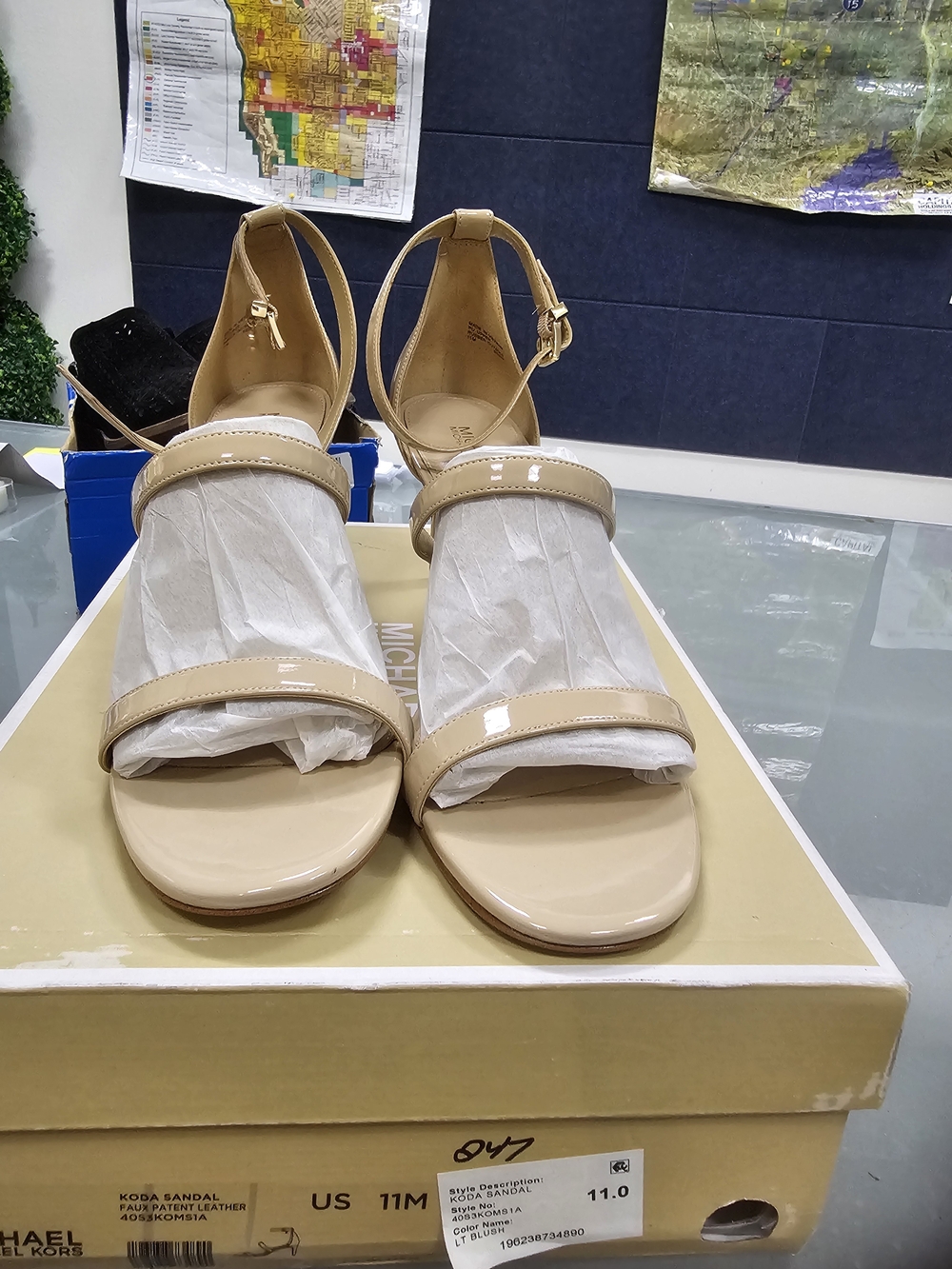 Michael Kors Nude Patent Leather Ankle-Strap Heels